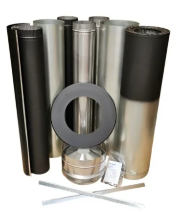 WOODEN HEATER FLUE KIT 4"-7"-9" TRIPLE SKIN WITH HEATSHIELD FLUE SAUNA